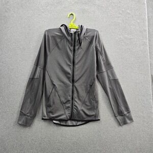 Hylete Men Jacket S Gray Activewear Zipper Logo Long Sleeve Performance Hooded